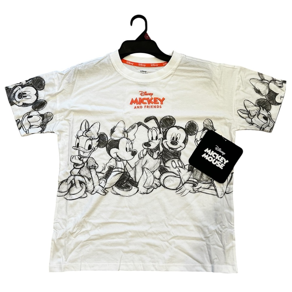 Disney Mickey & Friends Sketch Graphic Tee White NWT Juniors Small